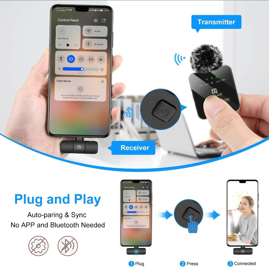 PULUZ Wireless Lavalier Microphone for Mobile Phone - 2 8Pin